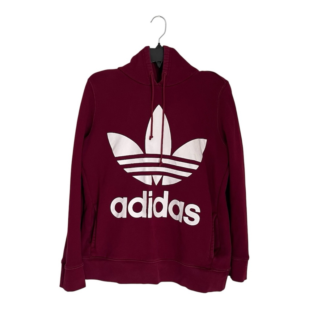 Adidas Burgundy Hoodie with White Trefoil